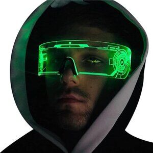 LED Light Up Glasses, LED Visor, Luminous, Cyberpunk Futuristic Cosplay Glasses